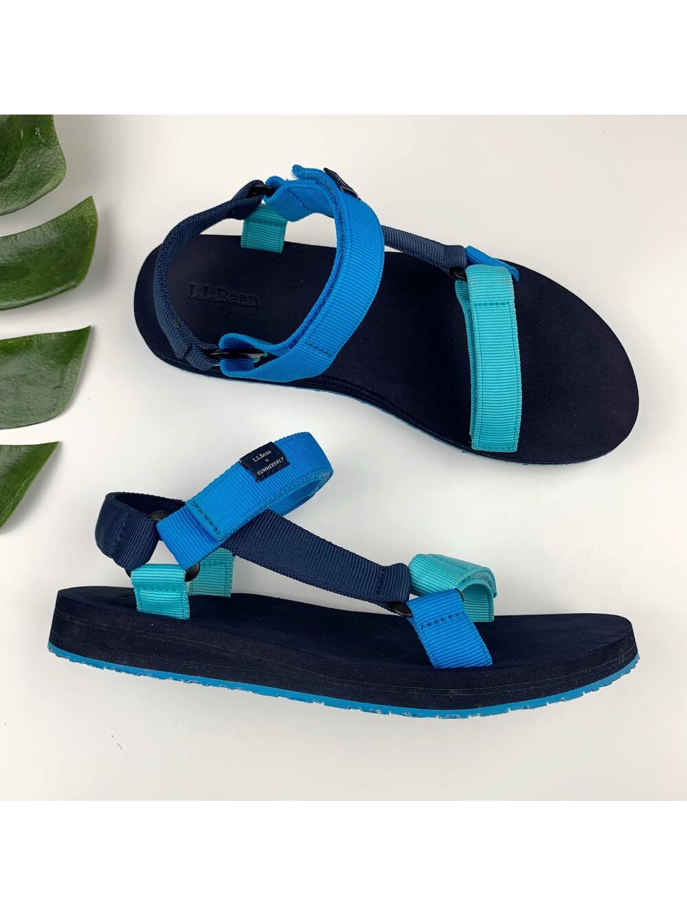LL Bean x Summersalt Sandals Maine Isle Four Point Blue Comfort Women's 9